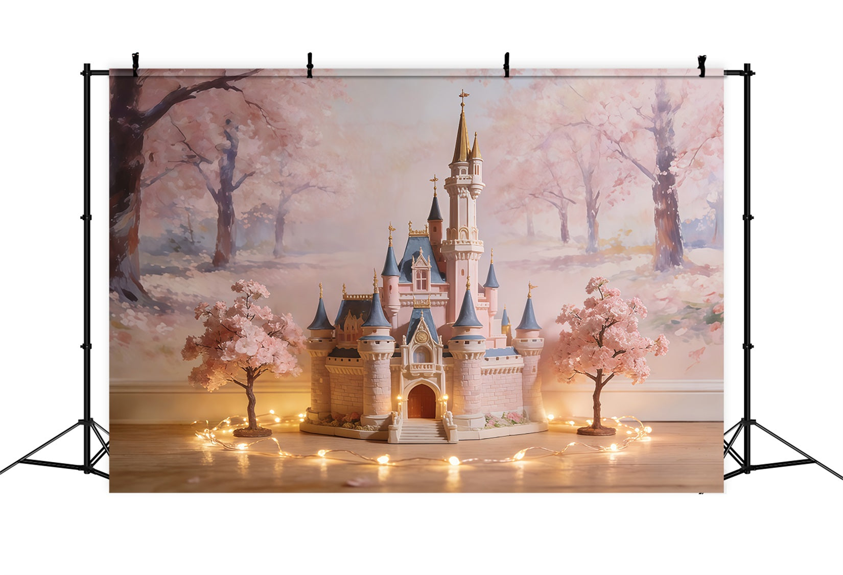 Hintergrund Kirschblüten Märchen Traumhaftes Schloss Blumenbild Hintergrund CSH61-143