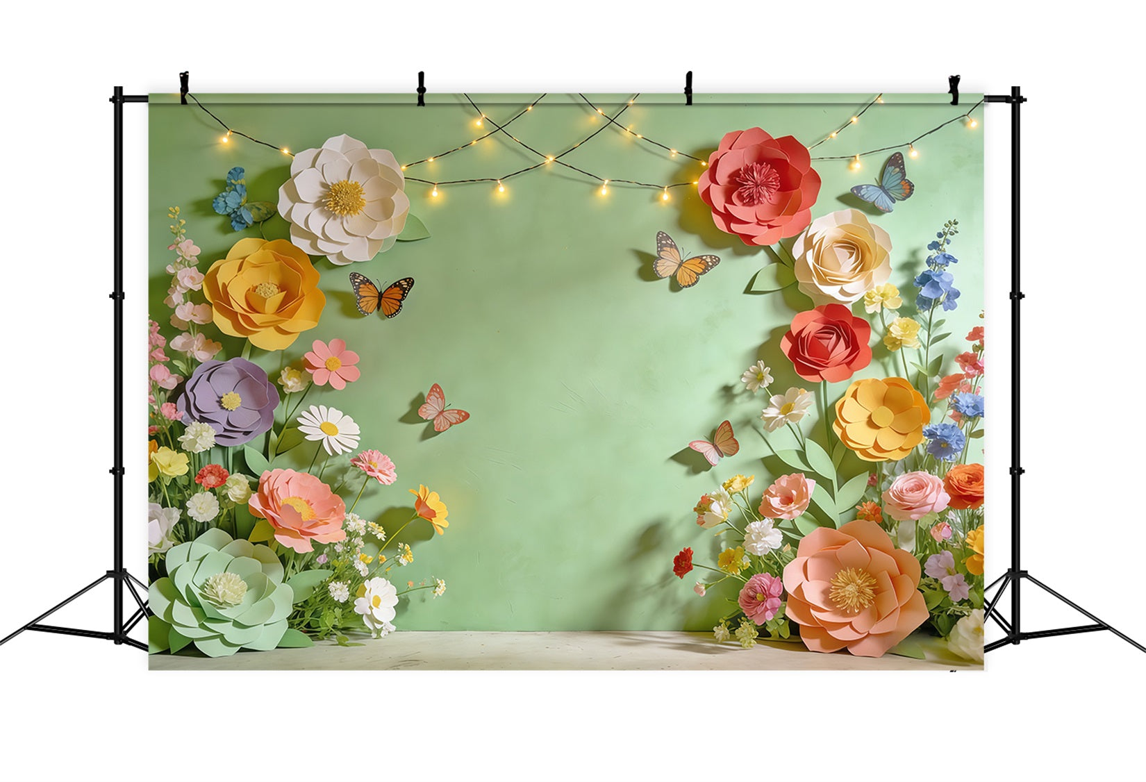 Frühlingspapierblumen-Hintergrund Pastellblumenrahmen Schmetterlingsfotografie-Hintergrund Floral CSH61-161