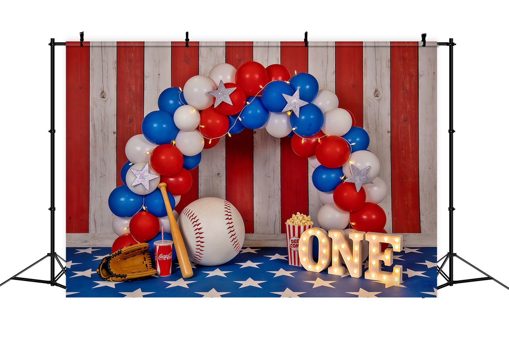 Baseball-Fotografie-Hintergrund Ballonbogen 1. Geburtstag Sport-Hintergrund CSH61-173