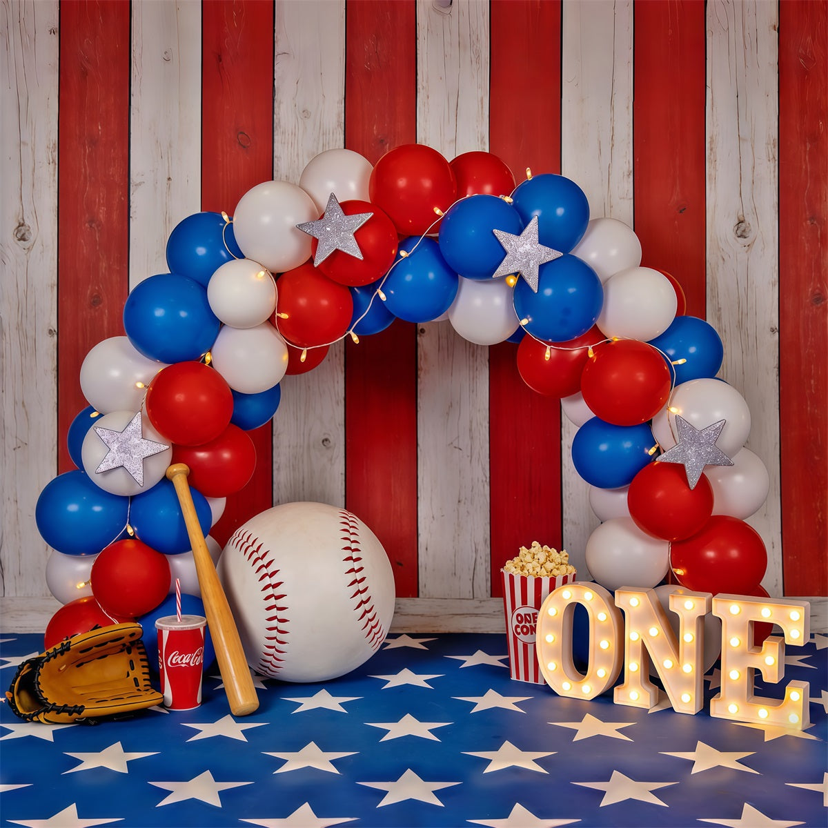 Baseball-Fotografie-Hintergrund Ballonbogen 1. Geburtstag Sport-Hintergrund CSH61-173