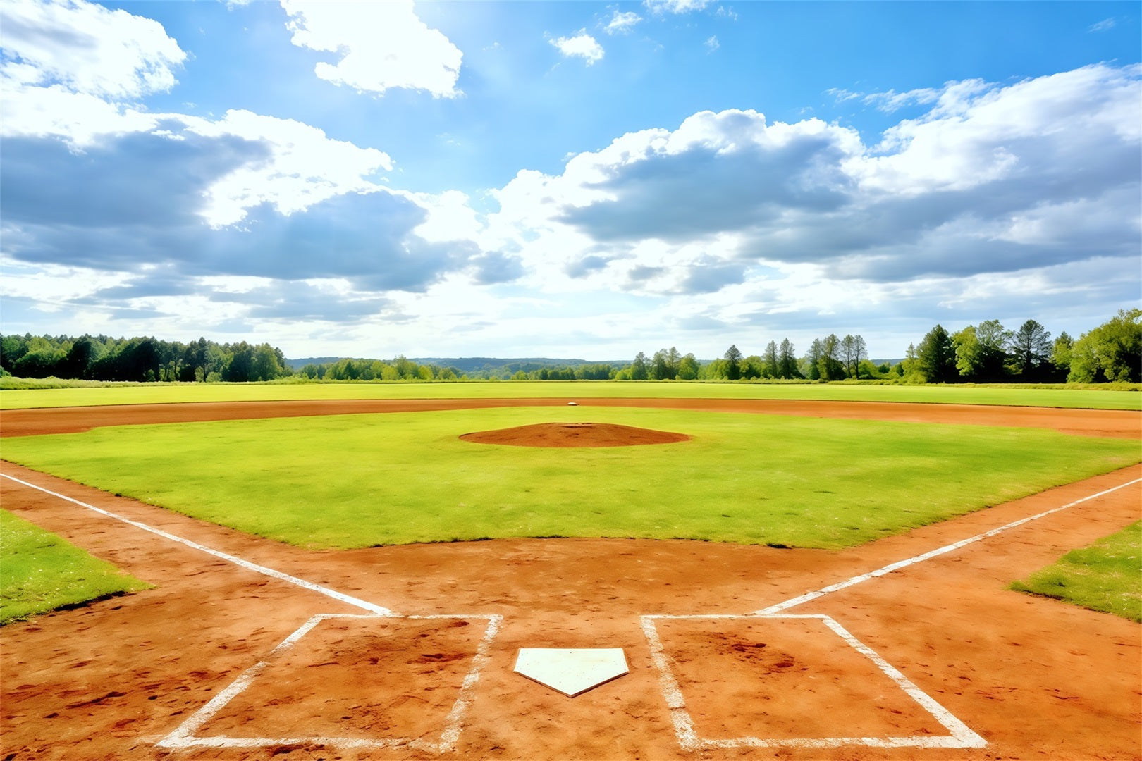 Baseball-Hintergründe Sunny Home Plate Field Sportfotografie-Hintergründe CSH61-176