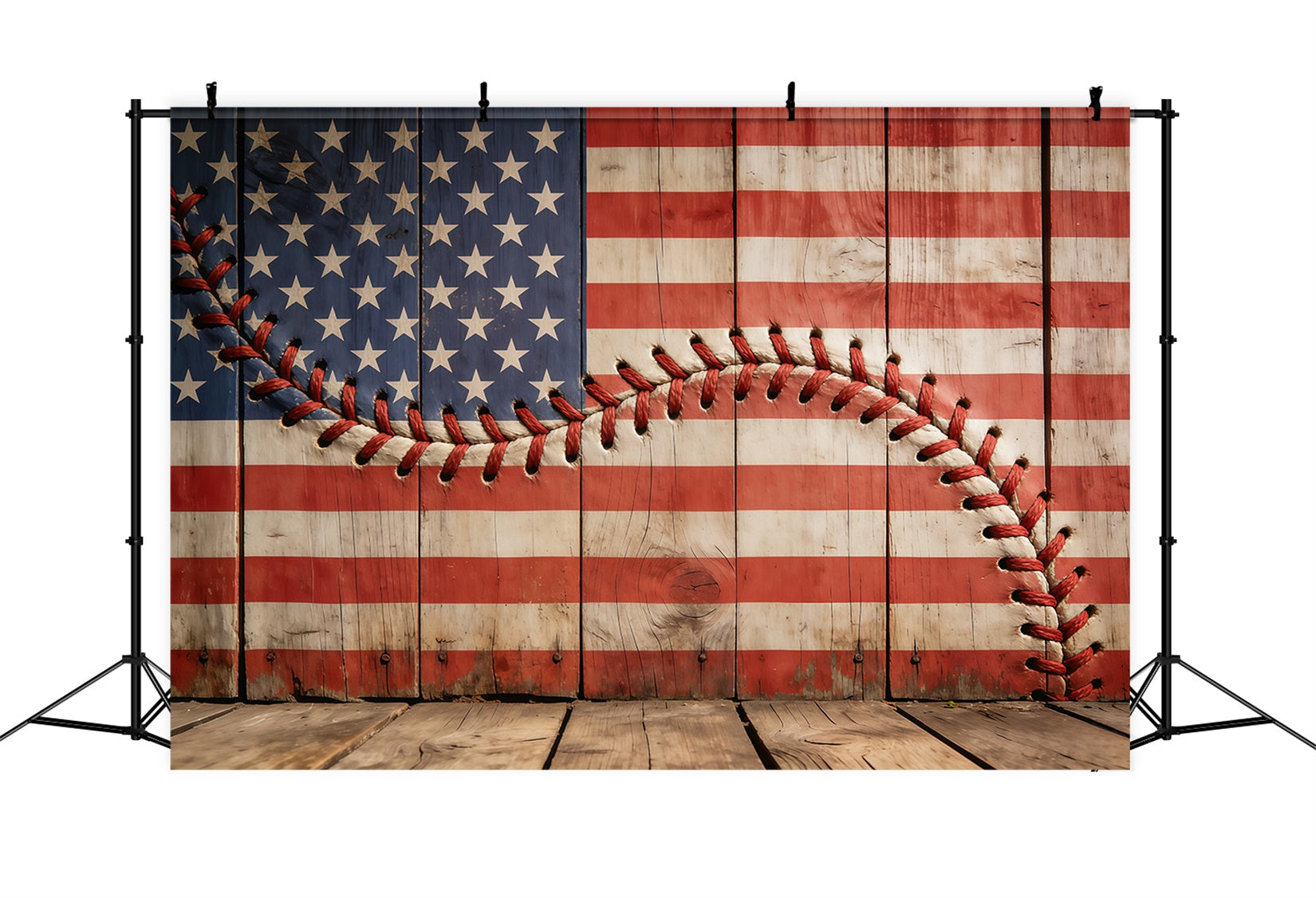 Baseball-Hintergründe Rustikal Patriotisch Holzflagge Sport-Fotohintergründe CSH61-193