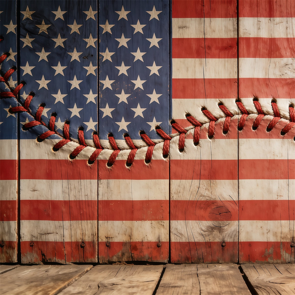 Baseball-Hintergründe Rustikal Patriotisch Holzflagge Sport-Fotohintergründe CSH61-193