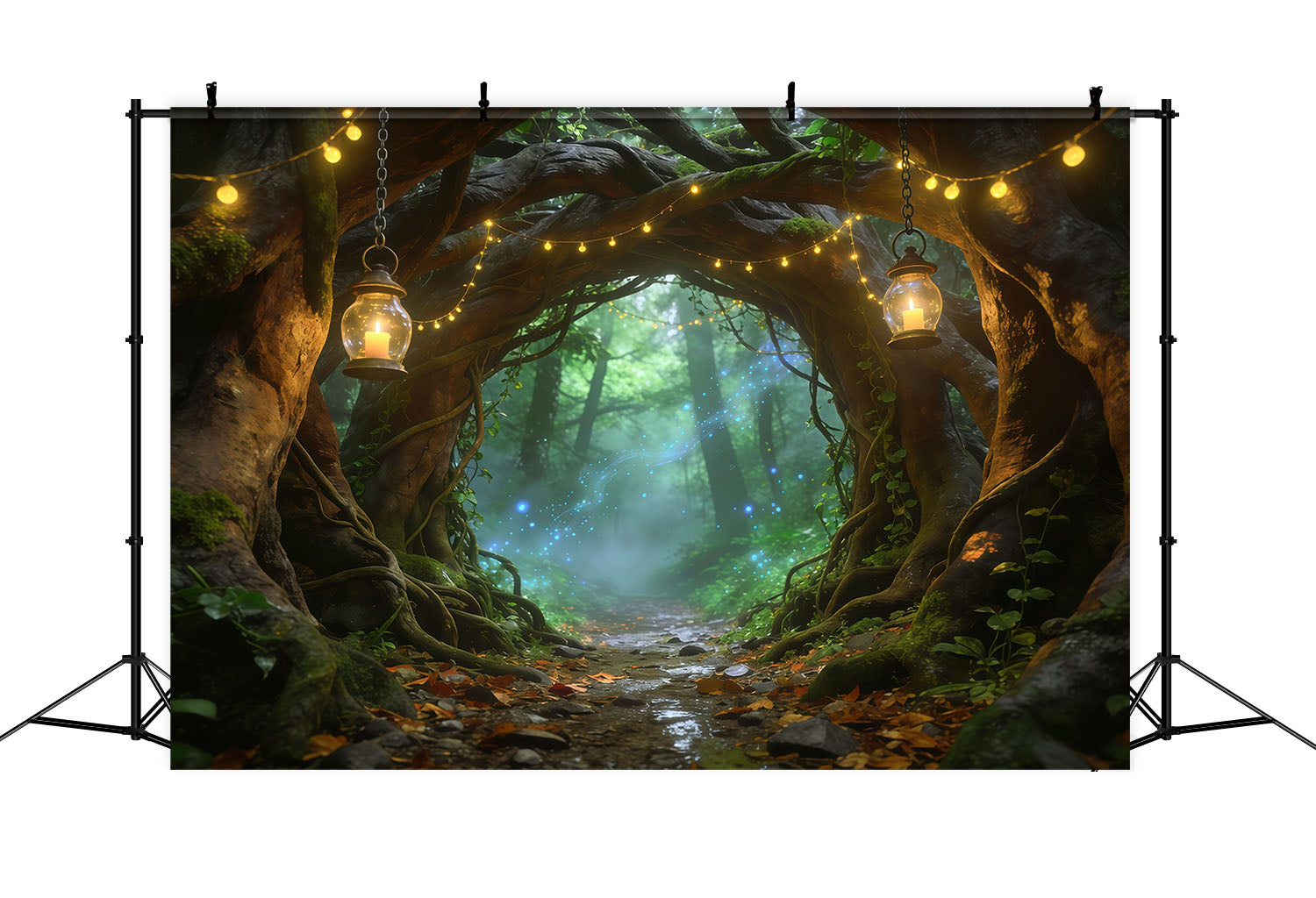 Fantasy-Wald-Hintergrund Laternenbogen Waldweg Waldfotografie-Hintergrund CSH61-197