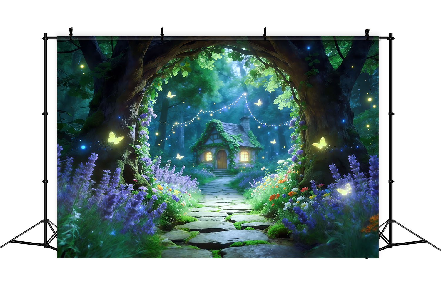 Magischer Waldhintergrund Glühwürmchen-Hütte Gartenweg Waldhintergrund Ideen CSH61-203