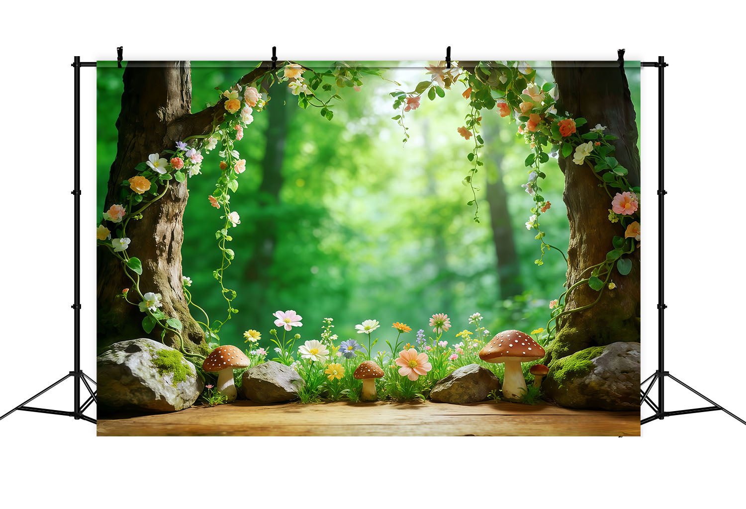 Waldhintergrund Wald Blumenbaum Baumhöhle Gartenrahmen Fotografie-Hintergrund Wald CSH61-209