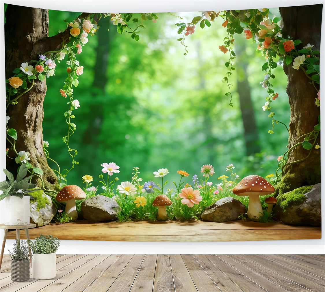 Waldhintergrund Wald Blumenbaum Baumhöhle Gartenrahmen Fotografie-Hintergrund Wald CSH61-209