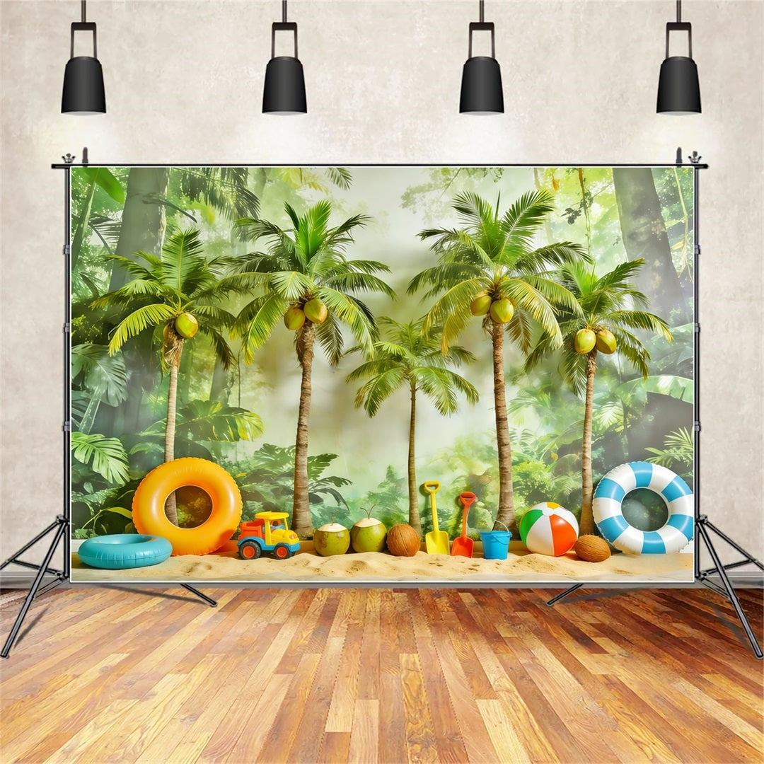 Hintergrund mit tropischem Wald Tropische Palmen Spielparadies Wald-Fotokabinenhintergrund CSH61-219