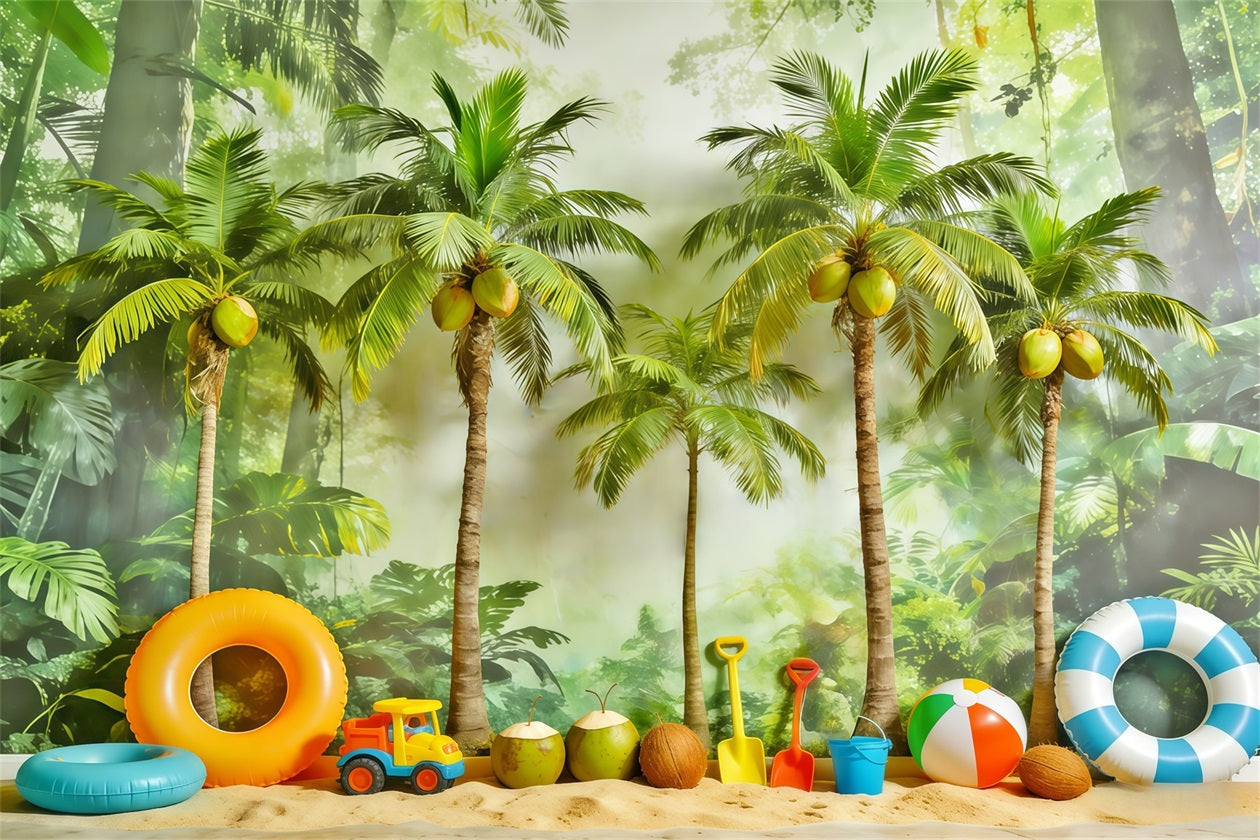 Hintergrund mit tropischem Wald Tropische Palmen Spielparadies Wald-Fotokabinenhintergrund CSH61-219