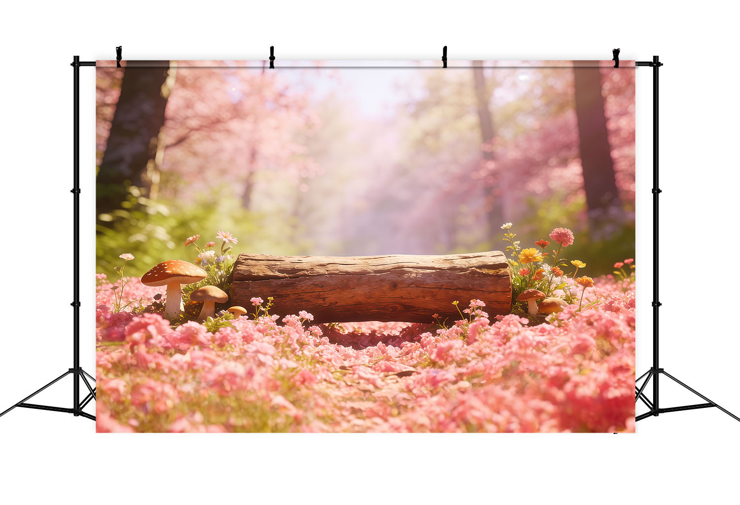 Hintergrund Wald Rosa Blütenblätter Baumstamm Wiese Wald Fotografie-Hintergrund CSH61-224