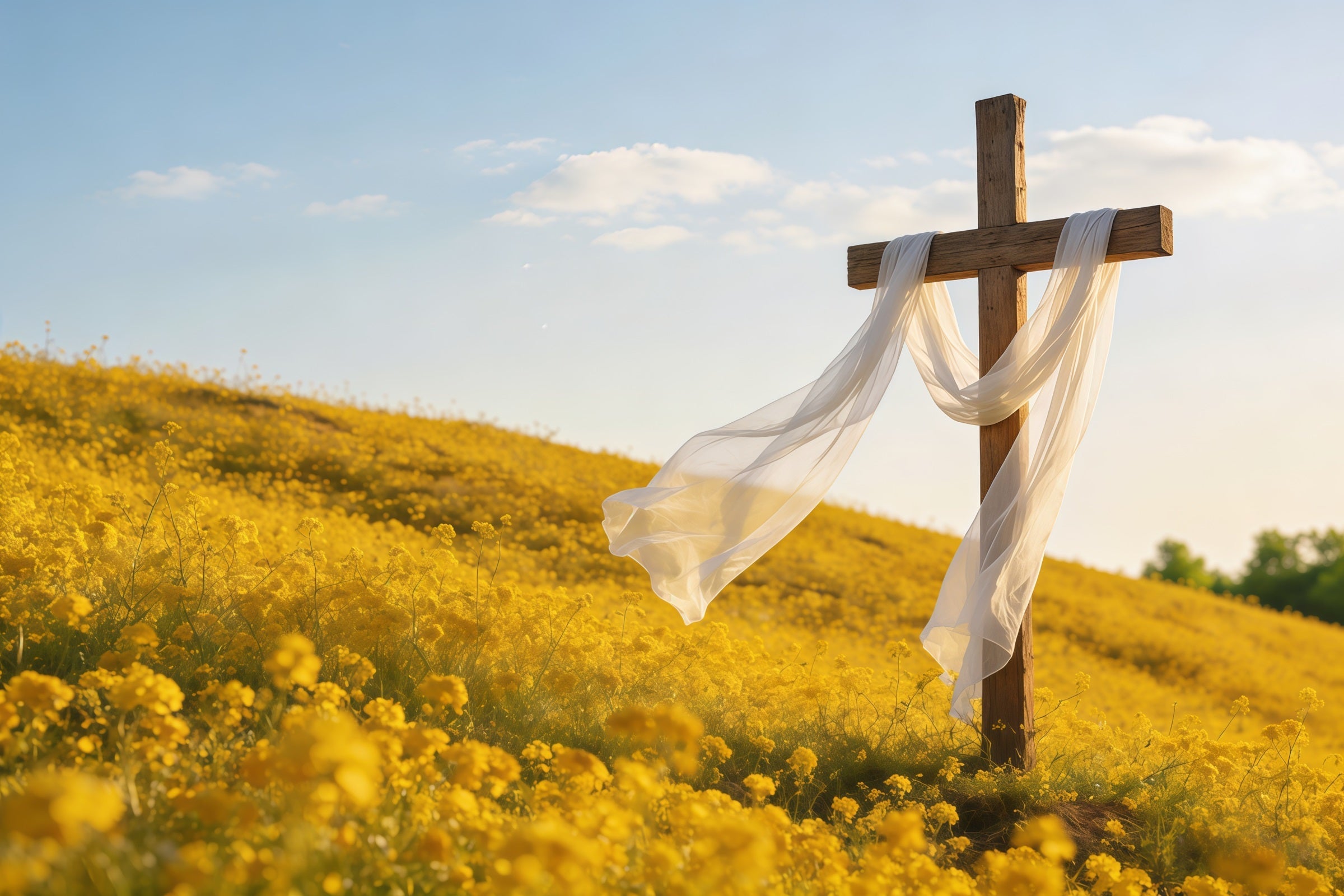 Kreuz-Hintergründe Goldene Wiese Kreuz Sonnenaufgang Oster-Bildhintergründe CSH61-38