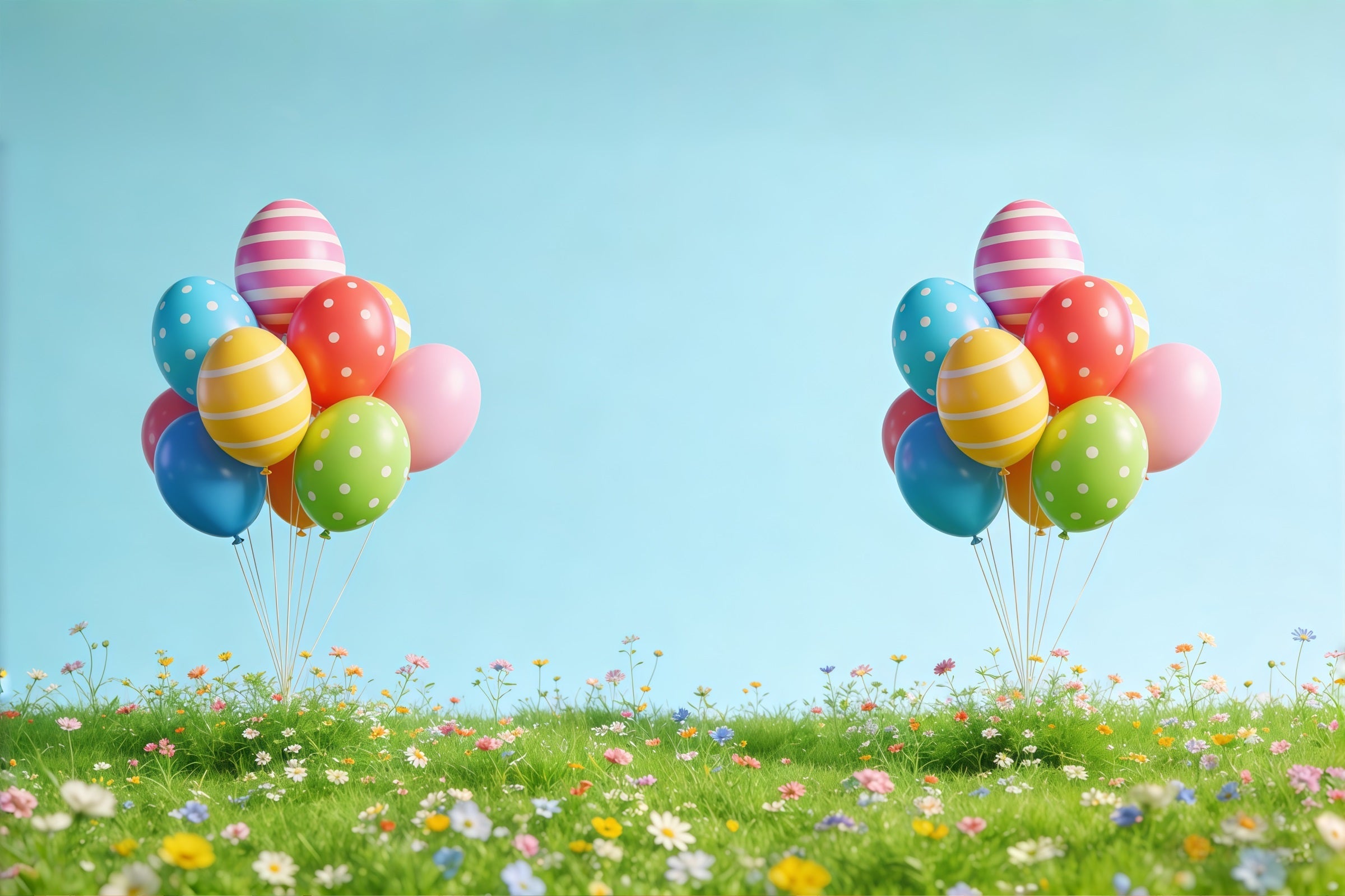 Hintergrund für Ostereiersuche Frühlingsballon Wiese Wildblumen Osterfotos-Hintergründe CSH61-52