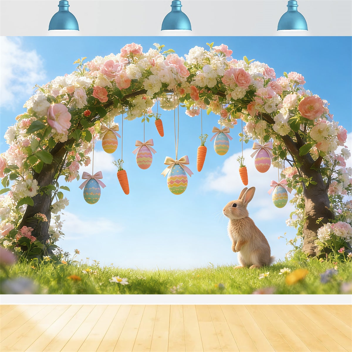 Osterbogen-Hintergrund Bunte Eier-Such-Buchstaben Oster-Hintergrund Fotografie CSH61-55