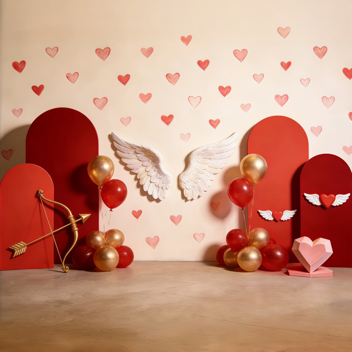 Cupido-Hintergrund Flügel Herz Ballonbogen Valentinstag-Hintergrund CSH61-96