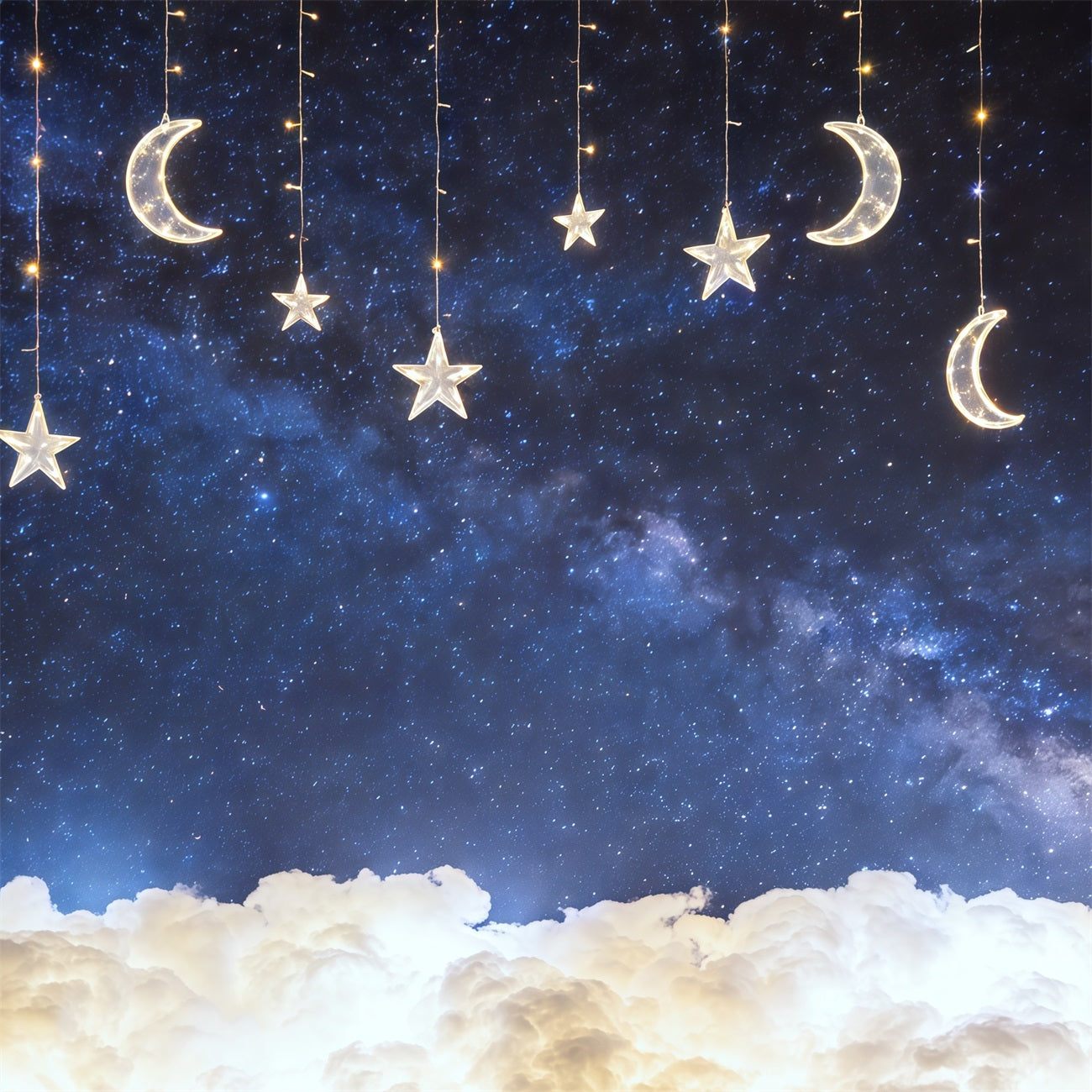 Hintergrund für Nachtaufnahmen Leuchtende Sterne Mond Galaxie Wolkenhintergrund Fotografie CSH62-113