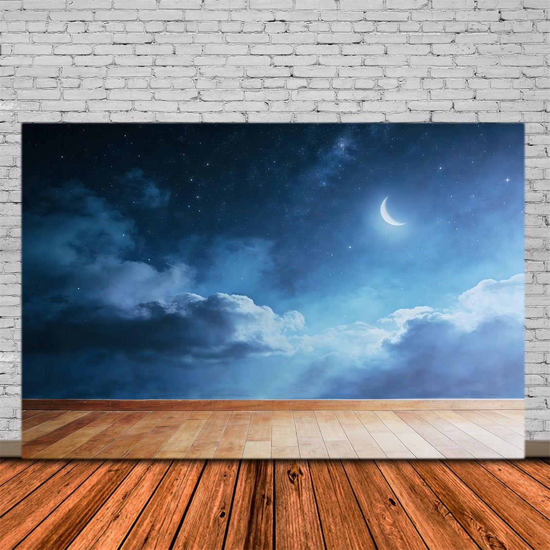 Hintergrund für Wolkenaufnahmen Halbmond Stern Mond Boden Blauer Himmel Hintergrund CSH62-114