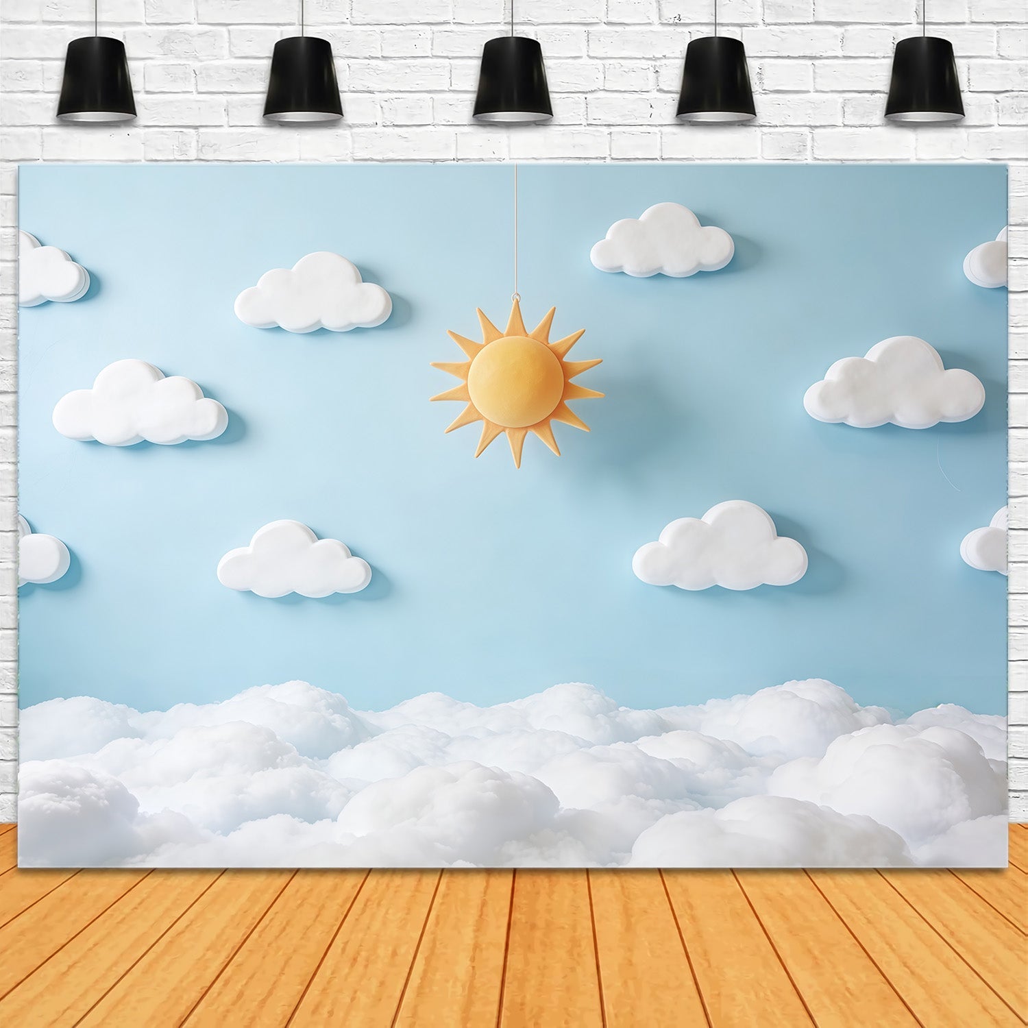 Wolken-Fotohintergrund Sonne Ausschnitt Blauer Himmel Neugeborenen-Hintergrund CSH62-117
