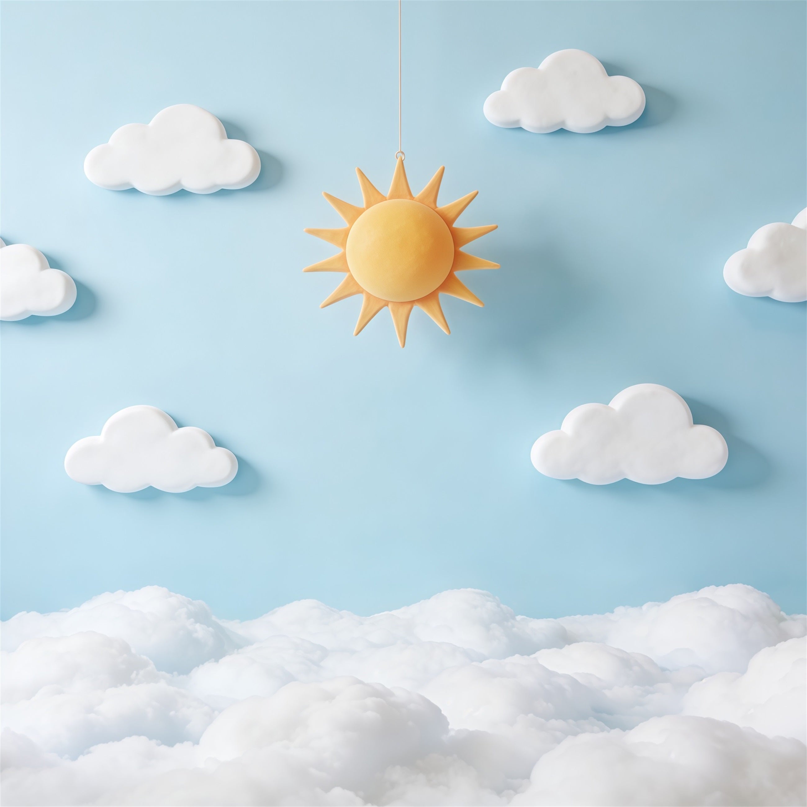 Wolken-Fotohintergrund Sonne Ausschnitt Blauer Himmel Neugeborenen-Hintergrund CSH62-117