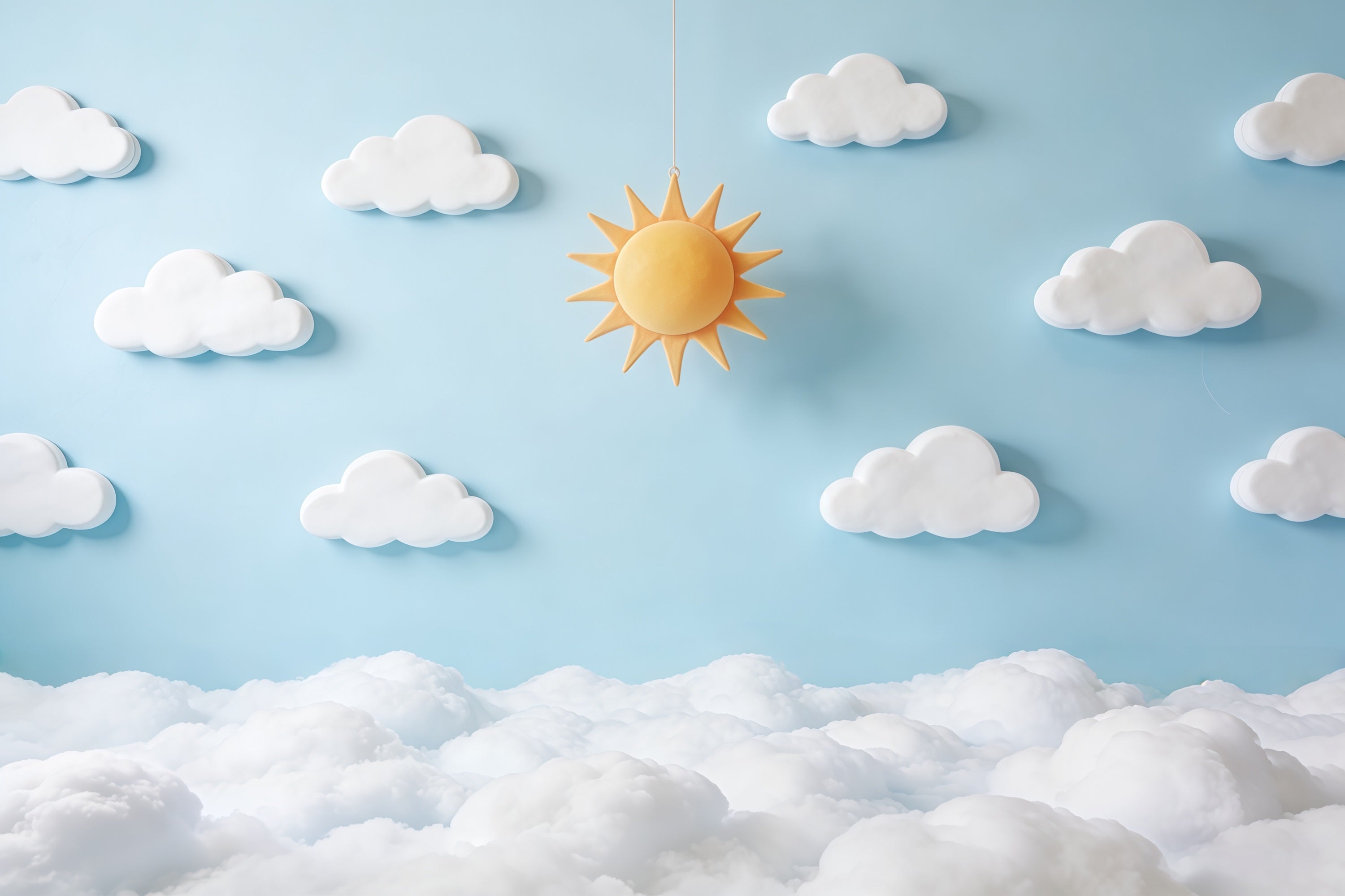Wolken-Fotohintergrund Sonne Ausschnitt Blauer Himmel Neugeborenen-Hintergrund CSH62-117