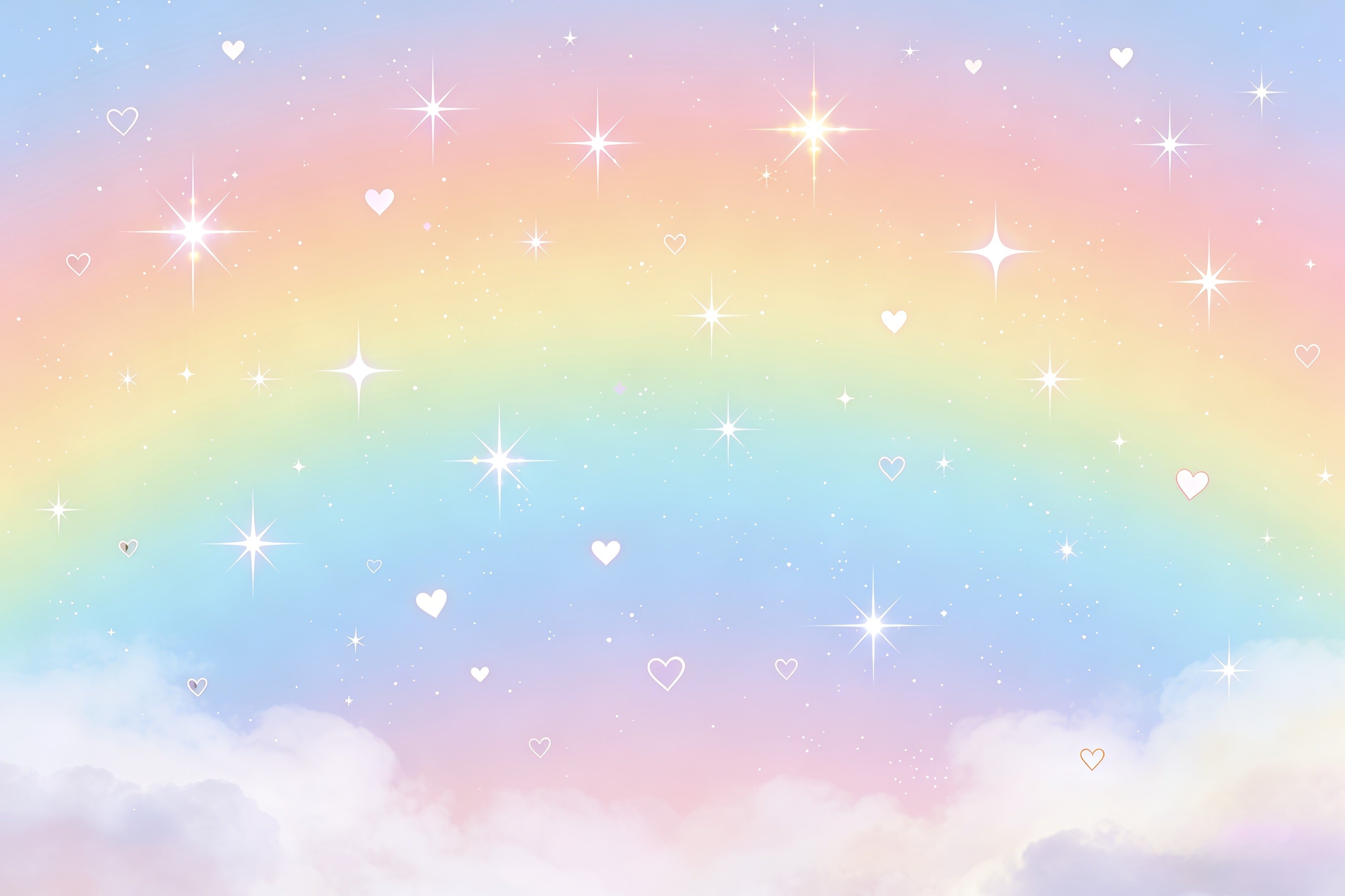 Hintergrund mit Sternenhimmel Pastellfarbener Regenbogen Herzchen-Glitzer Hintergrund für Kinderfotografie CSH62-124