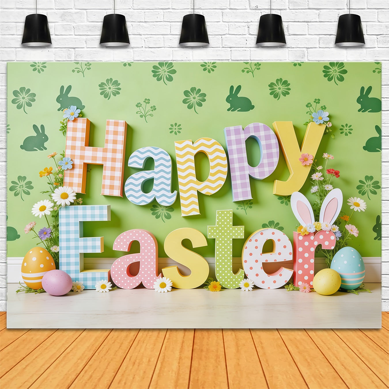 Frohe Ostern Hintergrund Bunte Buchstaben Hasen Eier Fotokabine Ostern Hintergrund Ideen CSH62-65