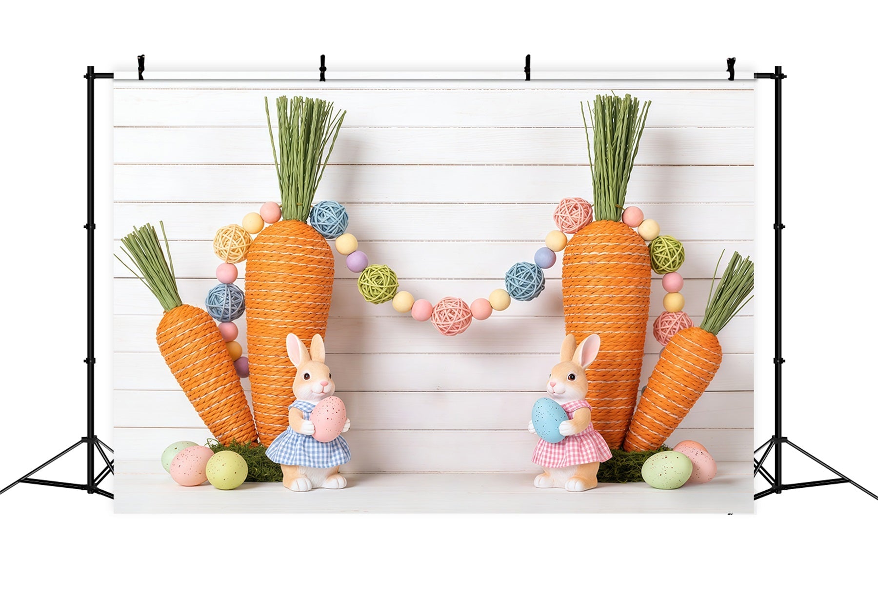 Oster-Karotten-Hintergrund Hasen-Eier Holz-Wand Oster-Hintergrund 8x8 CSH62-76