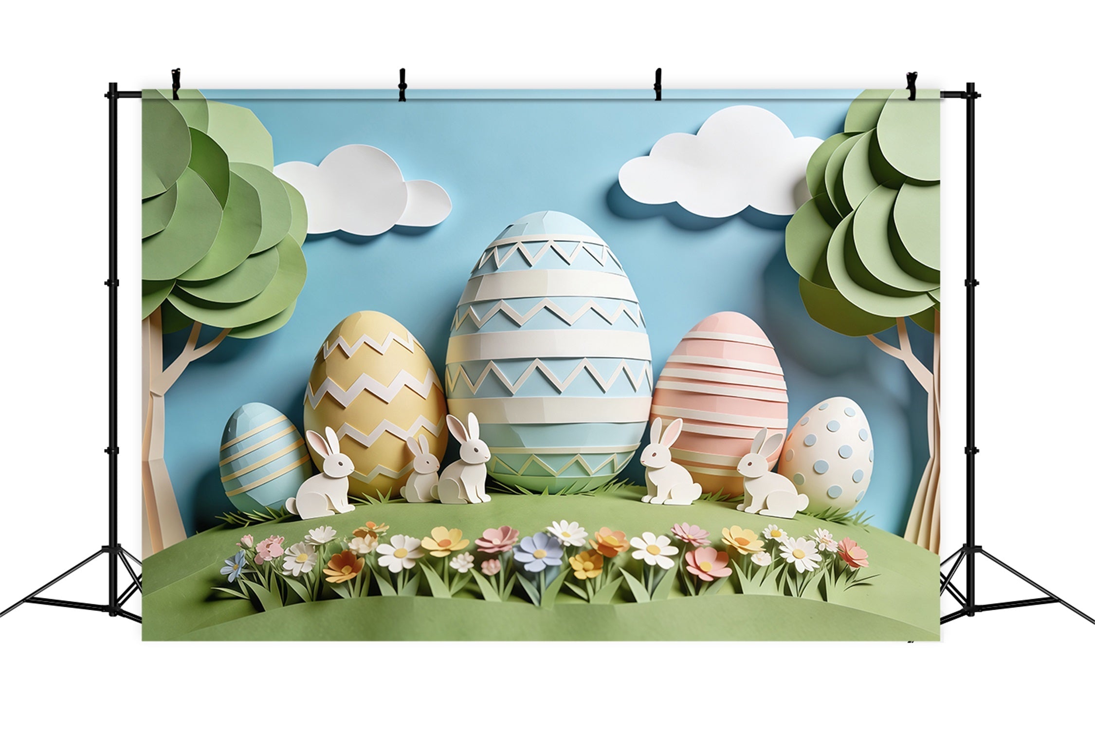 Osterhase-Hintergrund Papierkunst Hase Pastellfarbene Eier Hintergründe für Ostern CSH63-18