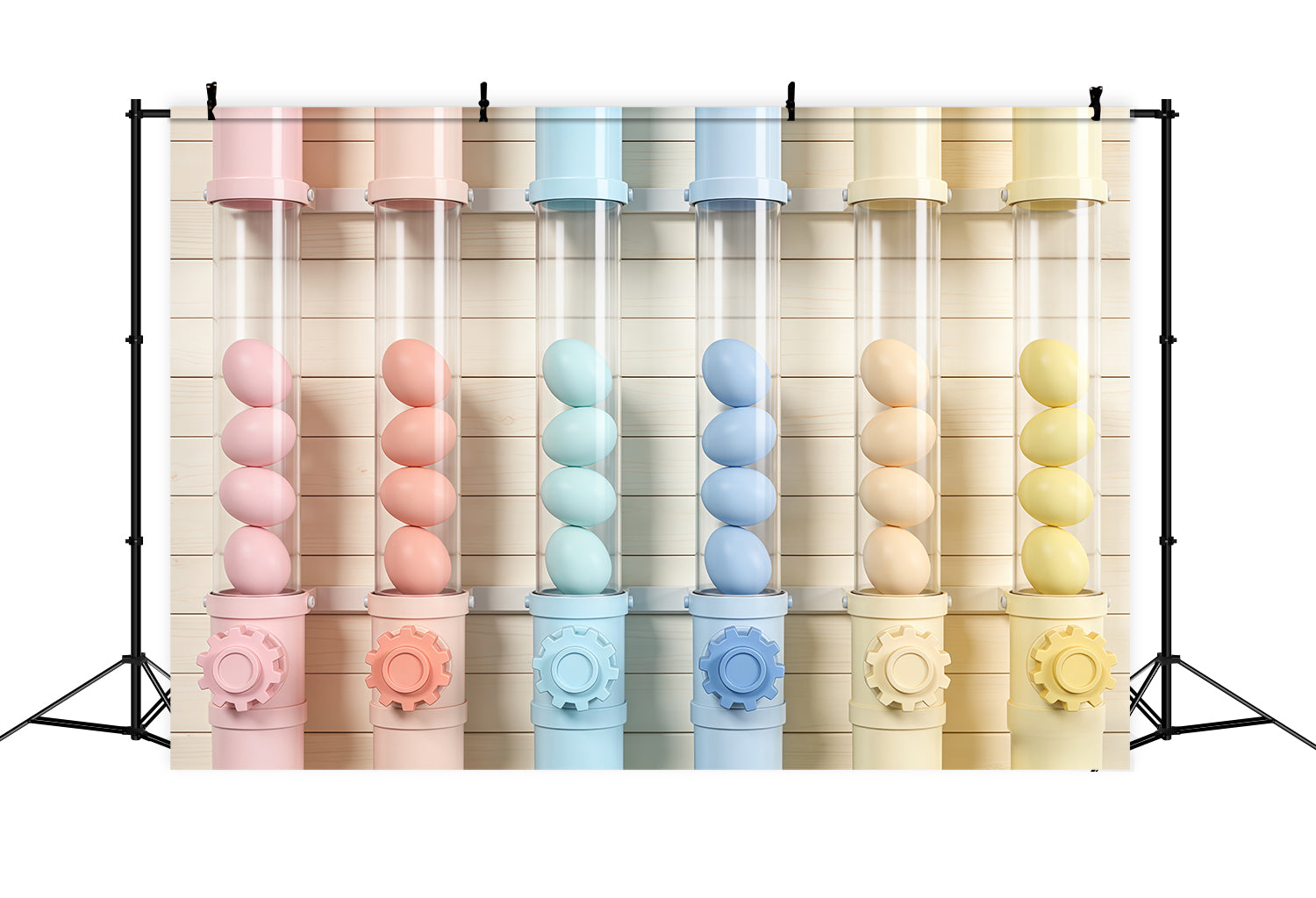 Frohe Ostern-Hintergrund Pastellfarbene Eierröhre Fabrikdisplay Fotografie-Hintergründe Ostern CSH63-37