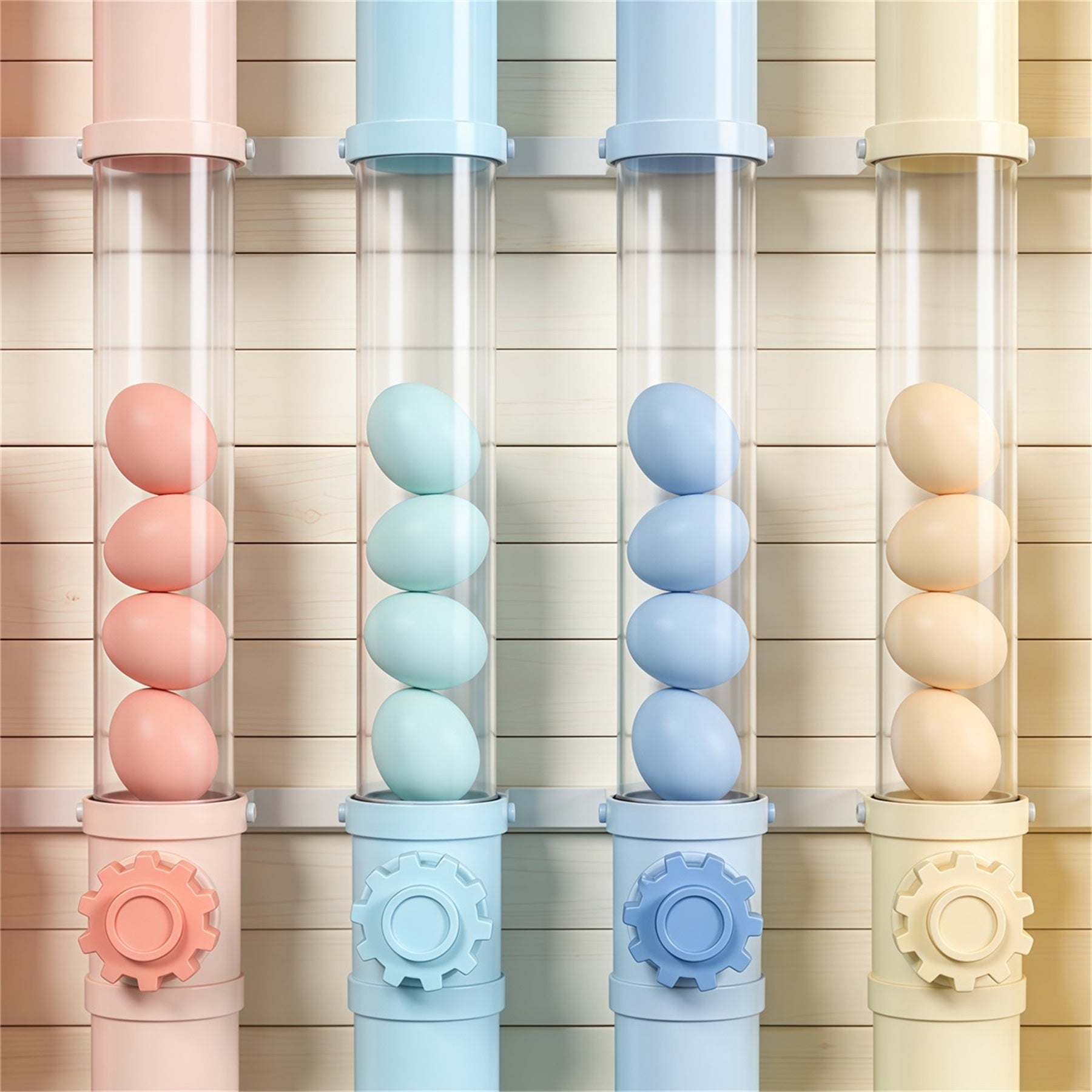 Frohe Ostern-Hintergrund Pastellfarbene Eierröhre Fabrikdisplay Fotografie-Hintergründe Ostern CSH63-37