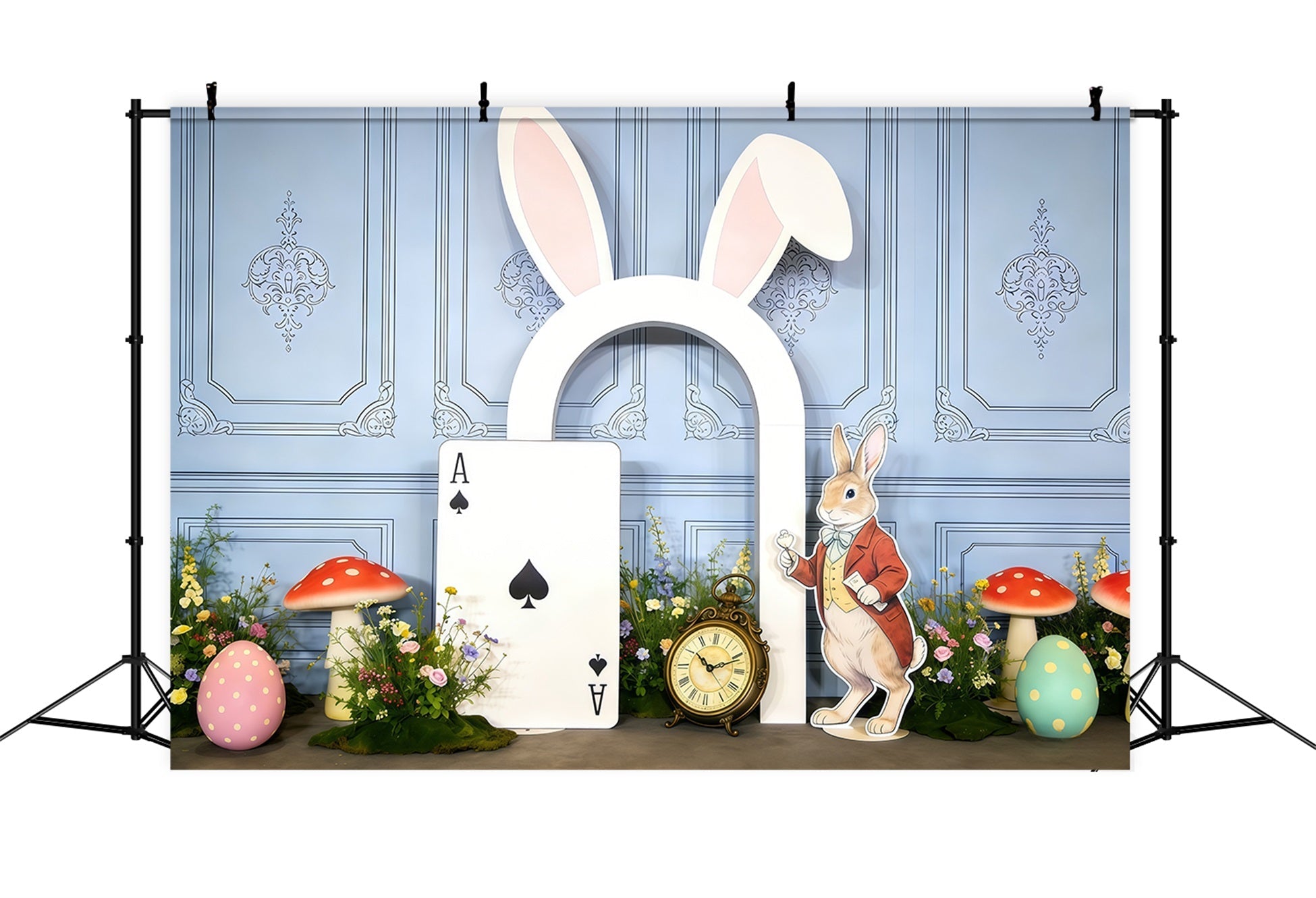 Osterhase-Hintergrund Alice im Wunderland Hasenohr-Tür 10x10 Osterhintergründe CSH63-39