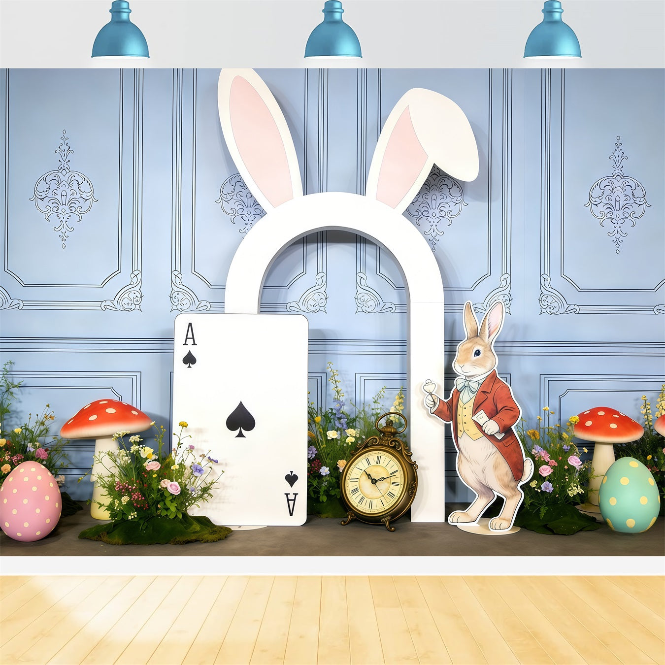 Osterhase-Hintergrund Alice im Wunderland Hasenohr-Tür 10x10 Osterhintergründe CSH63-39