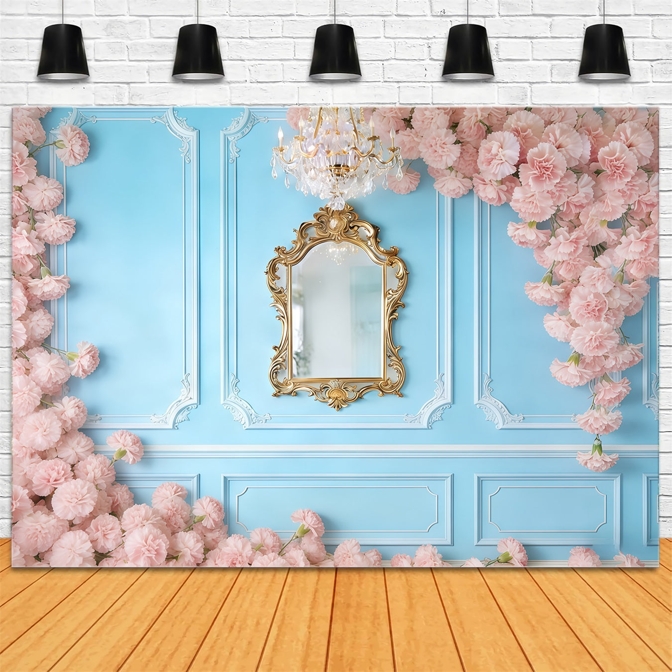 Nelken-Muttertags-Hintergrund, blaue Wand, rosa Blume, Muttertags-Hintergrund CSH63-53