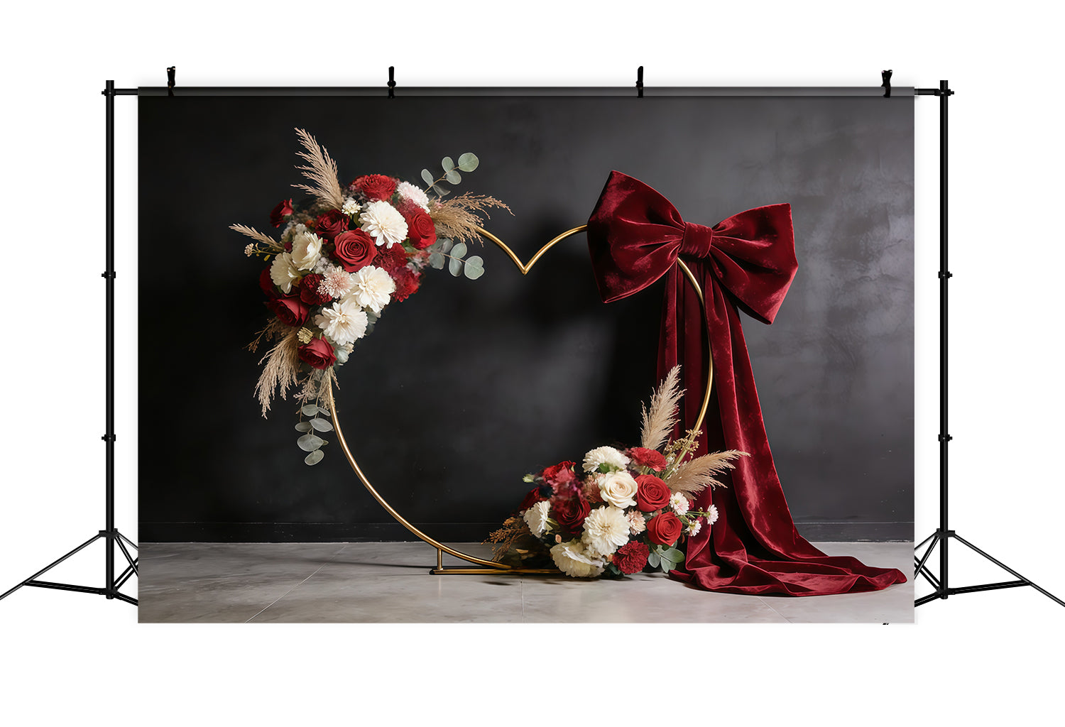 Blumenkranz-Hintergrund zum Muttertag, burgunderroter Samt, Herzblüte, Muttertags-Hintergrund CSH63-60