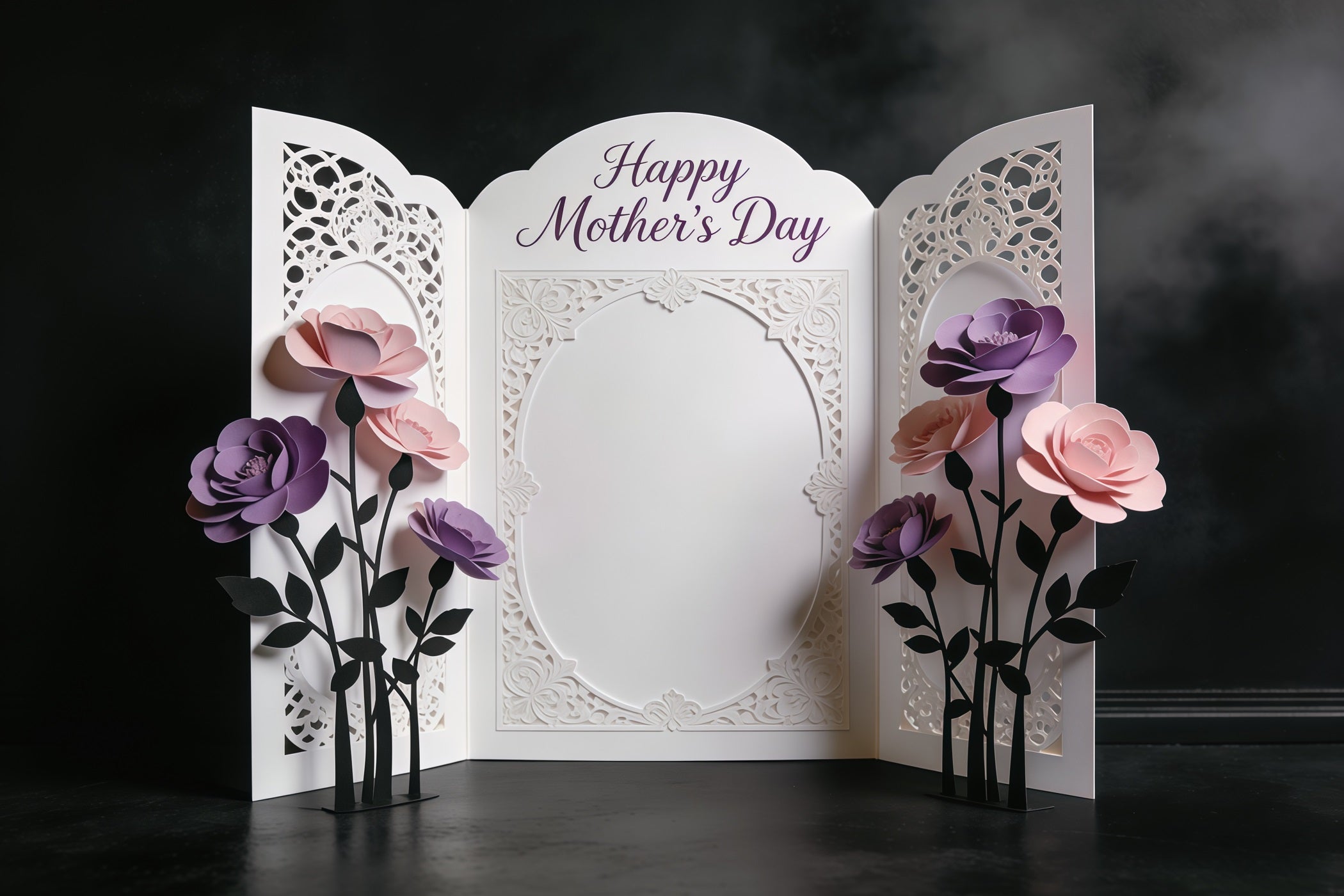 Muttertags-Schriftzug-Hintergrund, Lavendel-Papierblüten-Panel, Muttertags-Fotohintergrund CSH63-67