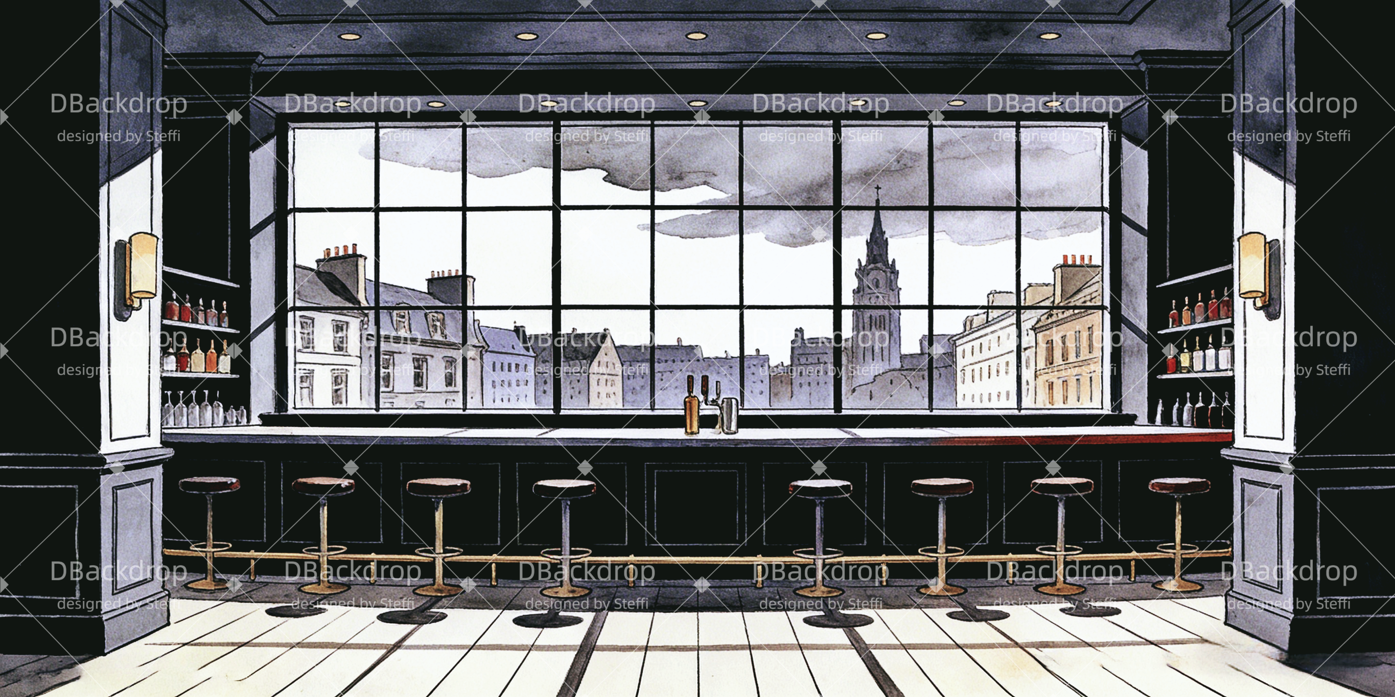Theater Backdrops New York Bar Theaterbühne mit Vorhang CSH63-T9