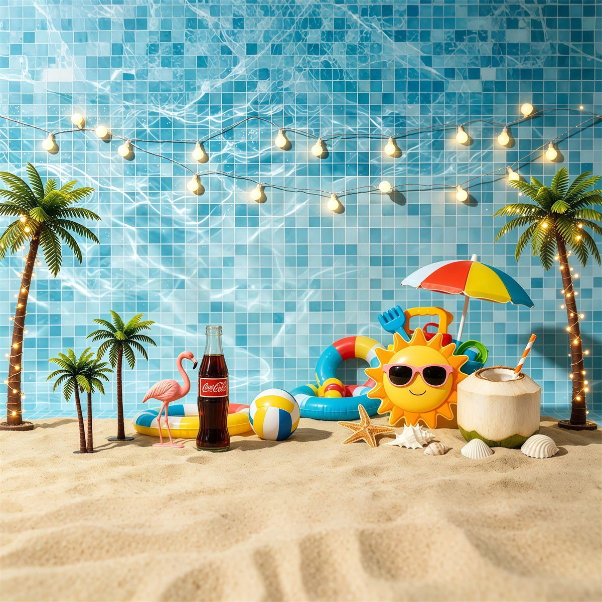 Strandkulisse, Poolparty-Dekoration, Sommerstrandkulisse CSH64-83