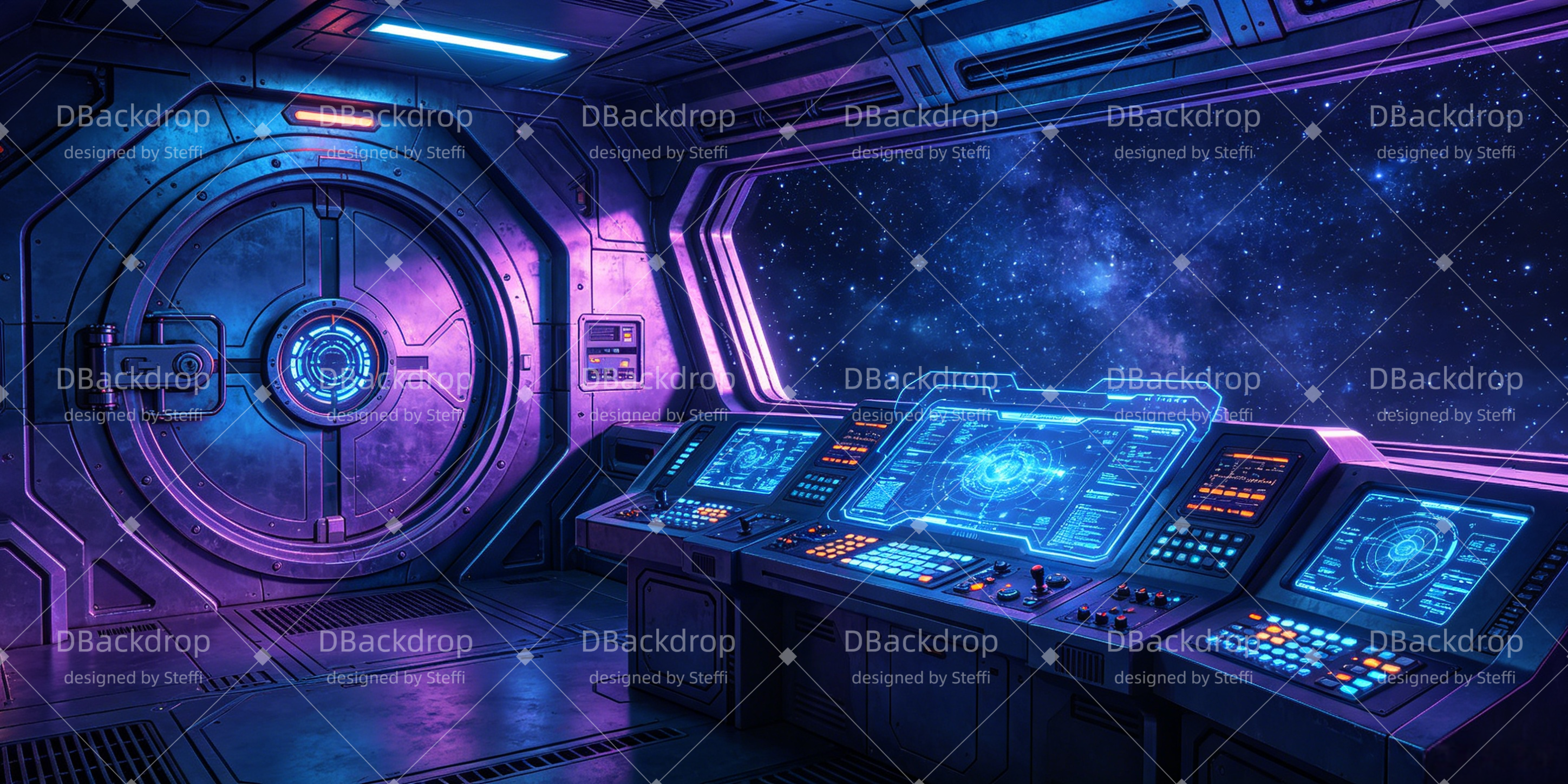 Schultheater Hintergrund Futuristische Weltraum-Kontrollzentrale CSH66-T40