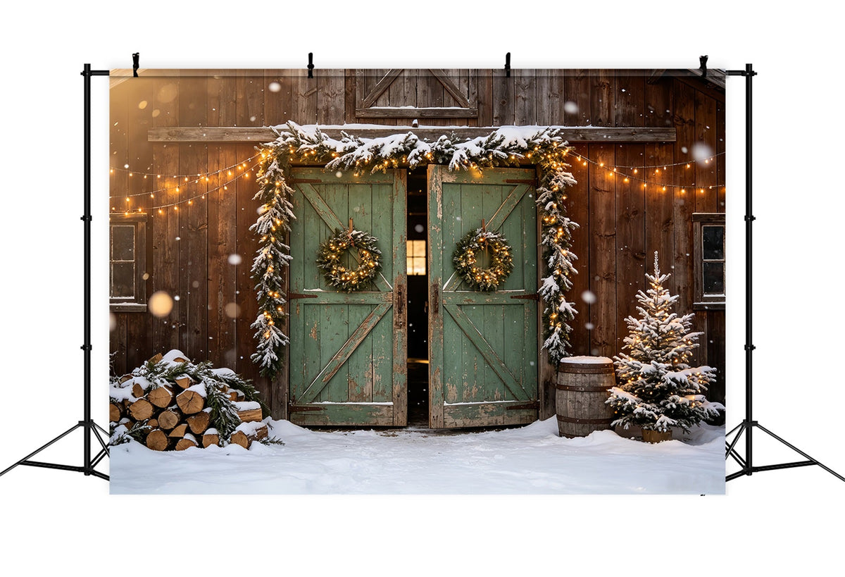 Rustikale Weihnachtskulissen Holzscheunentür-Dekoration Weihnachts-Fotohintergründe CSH68-100