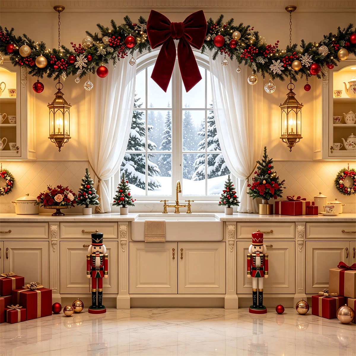 Weihnachtskulisse Für Die Küche Rote Geschenkbox-Präsentation Studio-Weihnachtskulisse CSH68-77
