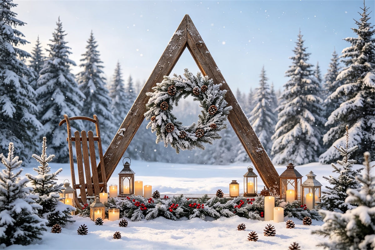 Weihnachtswald-Kulisse Schneebedeckter Waldbogen Weihnachts-Fotografie-Hintergründe CSH68-96