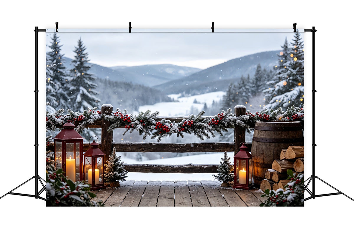 Weihnachtskulisse Mountain Lodge Garland View Große Weihnachtskulissen CSH68-98