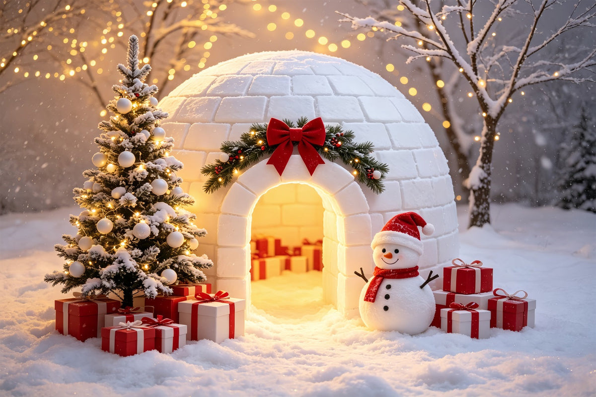Fotohintergrund Nordpol Schneemann-Ausstellung Im Iglu Weihnachtsmann-Hintergrund CSH69-101