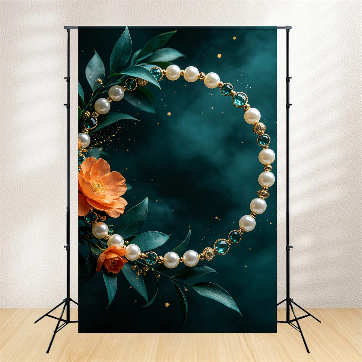 Weihnachtshintergrund Perlenschmuck-Blumenrahmen Weihnachtsmotiv-Hintergründe CSH69-104