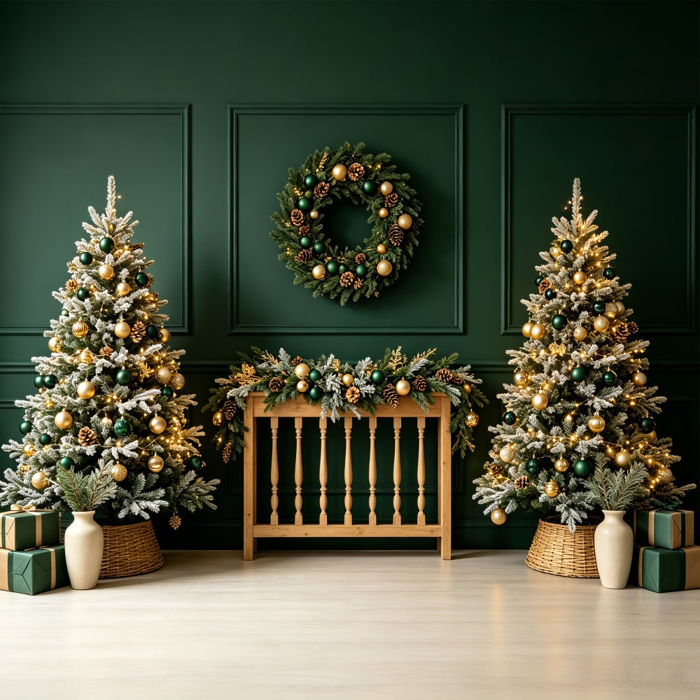 Weihnachtskopfteil-Hintergrund Smaragdgoldene Kinderzimmerdekoration Weihnachtsfotohintergrund CSH69-28