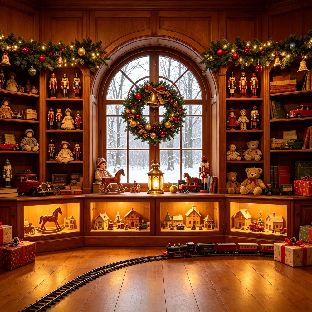Weihnachtsmotiv-Hintergründe Nussknacker-Spielzeugbibliothek-Ausstellung Weihnachtswand-Hintergrund CSH69-36