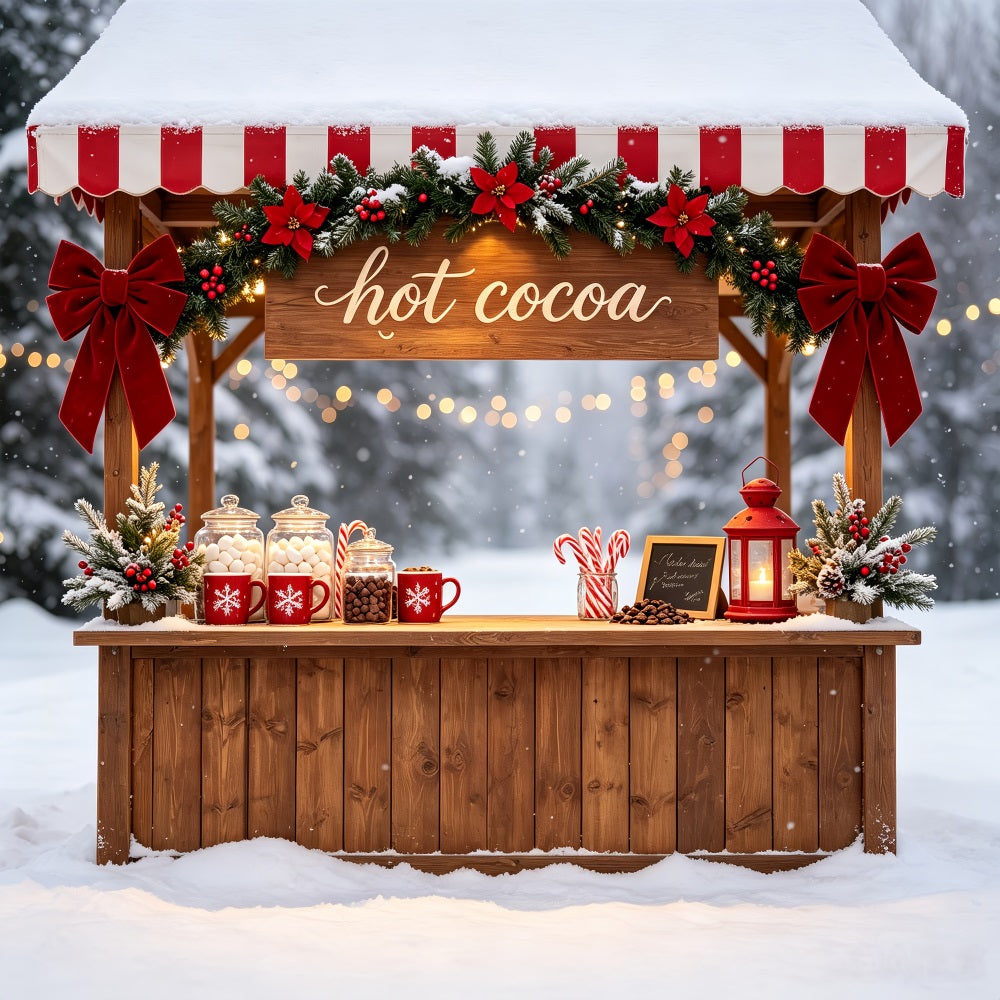 Verschneite Weihnachtskulisse Winterstand Für Heiße Schokolade Weihnachtskulisse Für Den Innenbereich CSH69-46