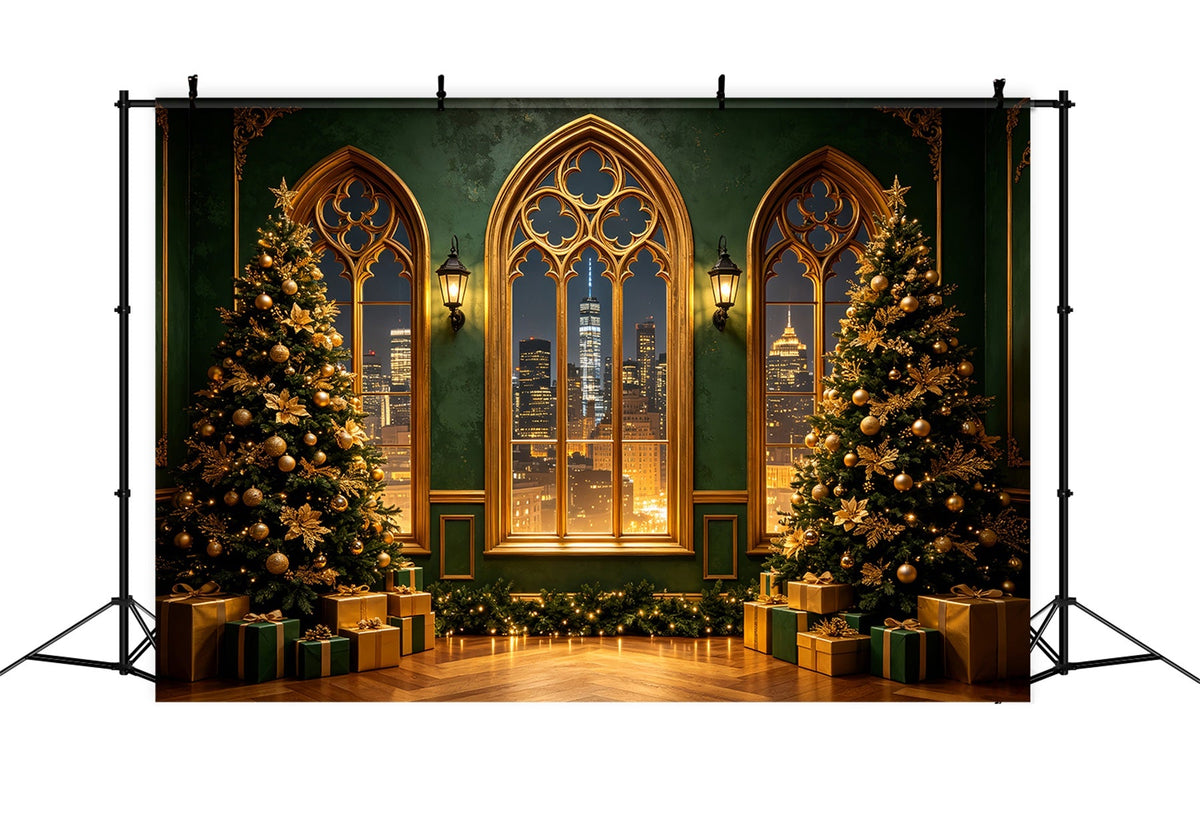 Moderne Weihnachtskulisse Goldener Gotischer Stadtblick Studio-Weihnachtskulisse CSH69-51
