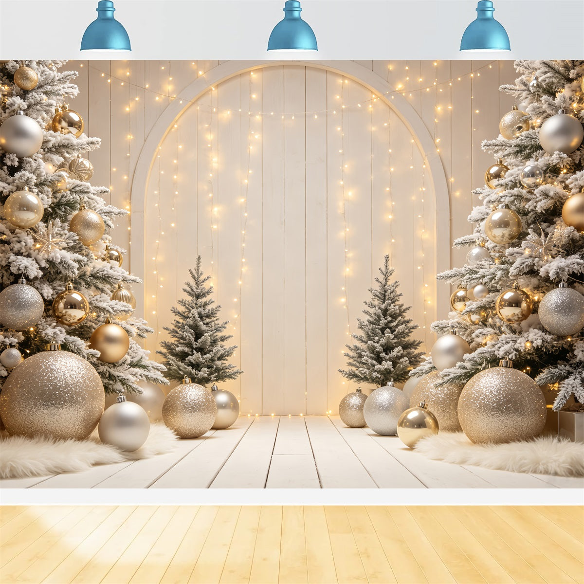 Weihnachtshintergrund Goldener Ornamentbogen Weihnachts-Porträt-Hintergrund CSH69-56
