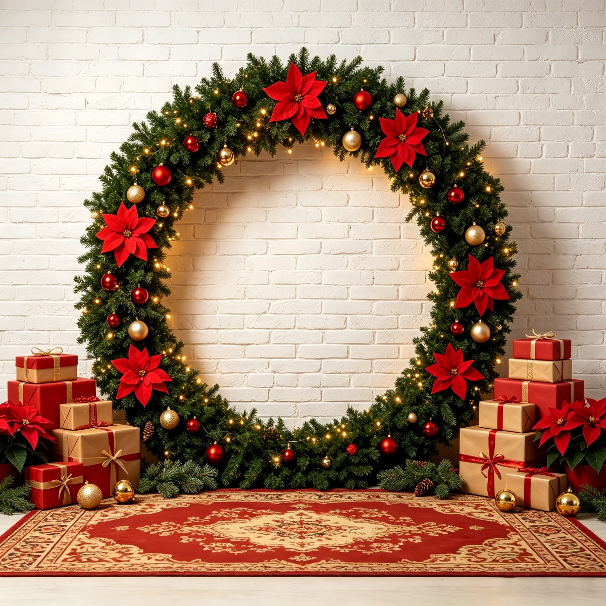 Weihnachts-Fotohintergrund Weihnachtsstern-Kranz-Geschenkbogen Weihnachtliche Fotohintergründe CSH69-57