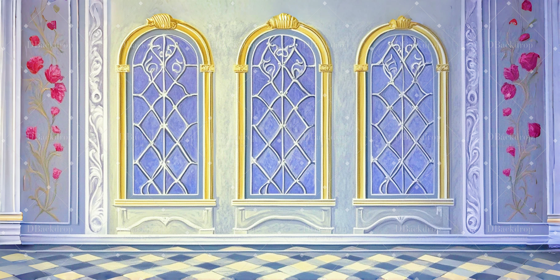 Theater-Bühnenhintergründe „Schloss-Innenraum“ Tanzbühnenhintergrund CSH59-T44